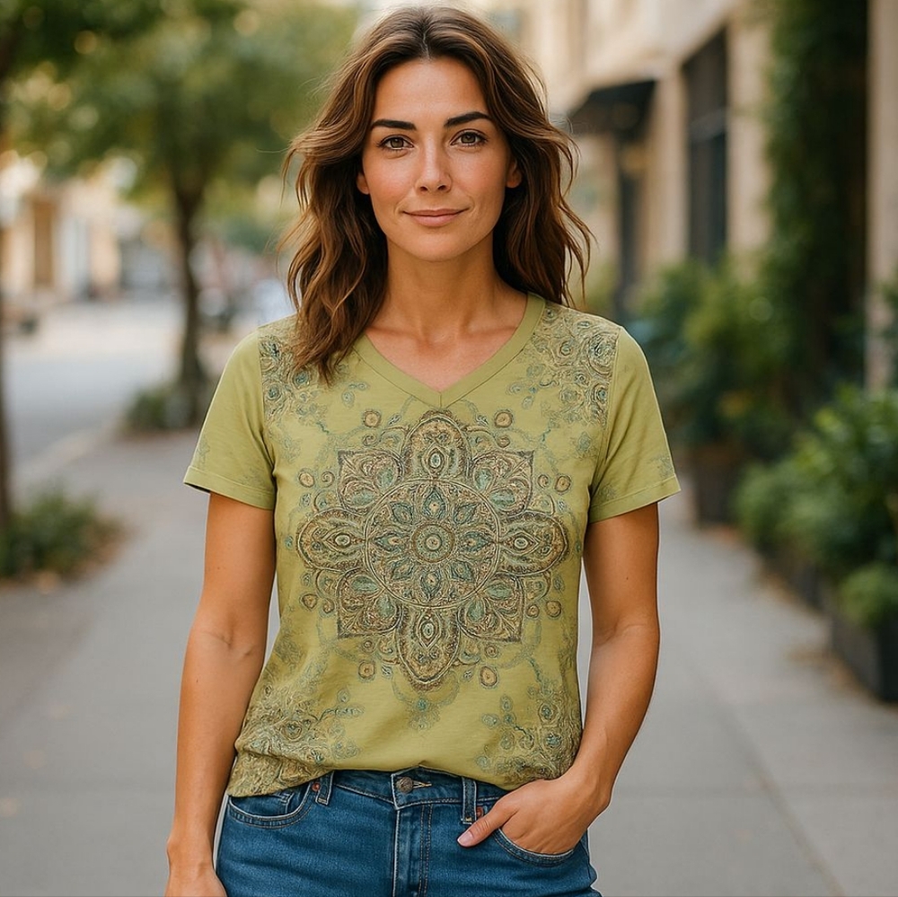 Style & Co Mandala Print V-Neck Top